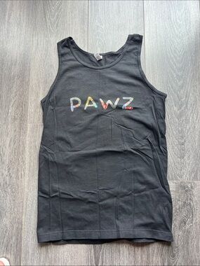 PAWZ Black Tank with Rainbow Stripe Logo
